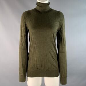 THE ROW Size S Olive Cashmere / Silk Knitted Turtleneck Sweater